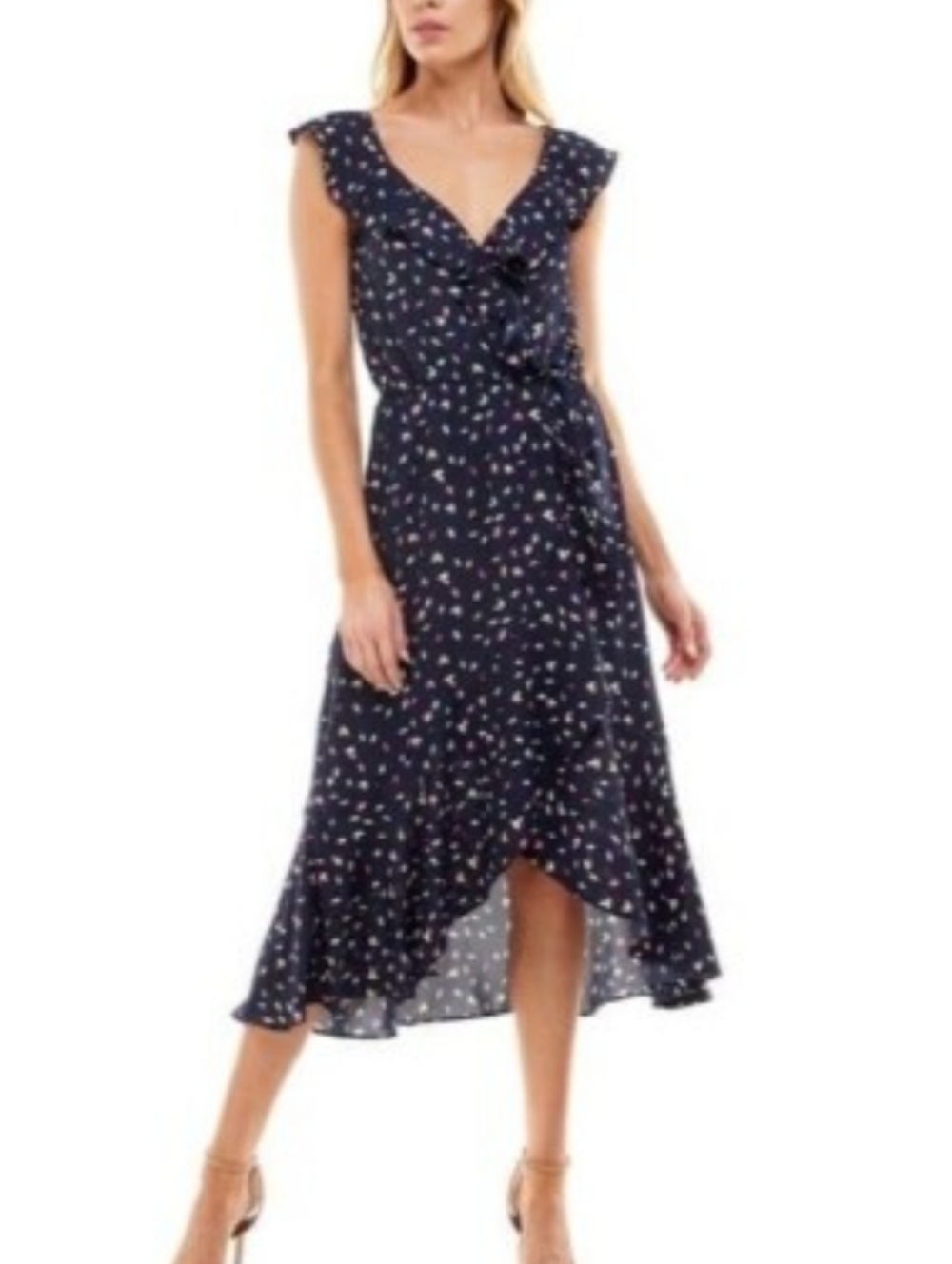 Socialite Navy Midi Dress with White Abstract Print